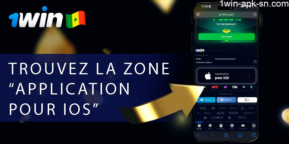 Recherchez la zone « Application iOS » 1win